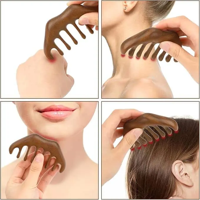 شانه و ماساژور چوبی سر و گردن