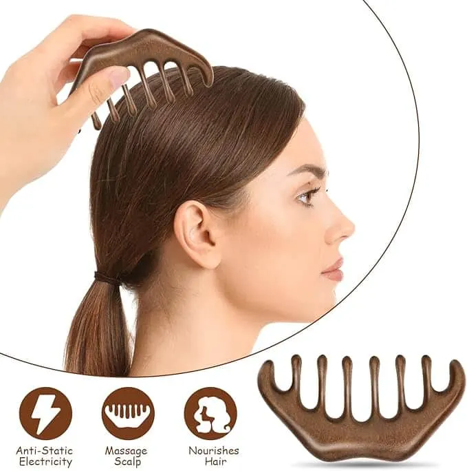 شانه و ماساژور چوبی سر و گردن