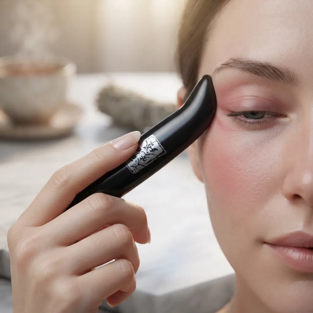 ماساژور چشم گواشا اونیکس درحال استفاده روی صورت