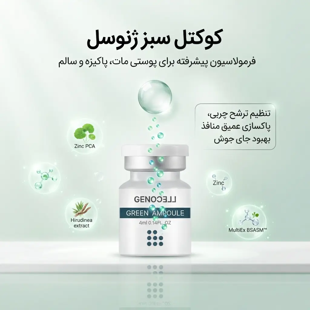 کوکتل سبز ژنوسل (PCA): کنترل چربی و تعادل‌بخش پوست‌های مستعد آکنه